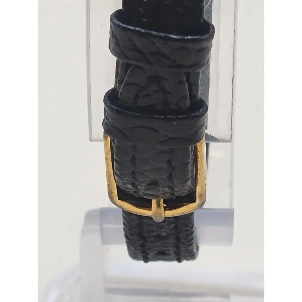 Pulsar Quarzt Women's Watch Y150-0150 Gold Tone Black Dial Diamond Accent Vtg